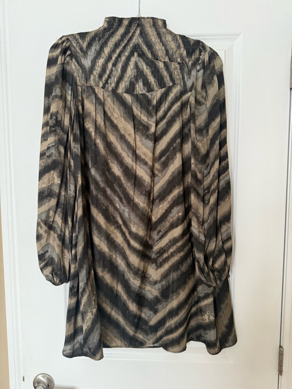 Striped Tunic Blouse in Black and Taupe